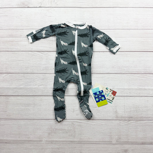 Kickee Pants Baby Bamboo Zip Up Footie Pajamas Dog Tree Print NWT 0-3 Months