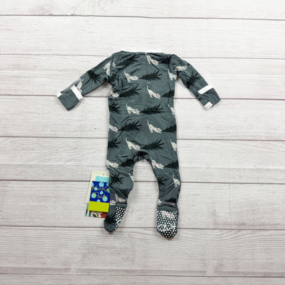 Kickee Pants Baby Bamboo Zip Up Footie Pajamas Dog Tree Print NWT 0-3 Months