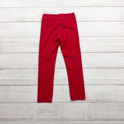 Primary Red Leggings Elastic Waist Cotton Blend Slim Fit Lightweight 6-7
