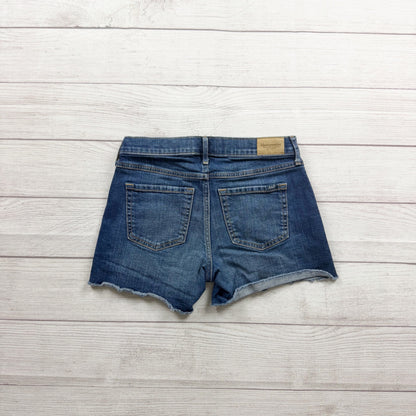 Abercrombie Kids Distressed Denim Mid Rise Midi Short Regular Blue Raw Hem 15-16