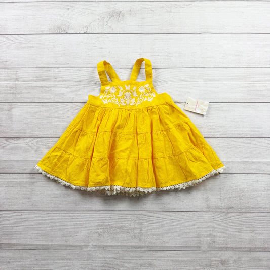 Tommy Bahama Girls Yellow Sun Top White Floral Embroidery Tiered NWT 4T