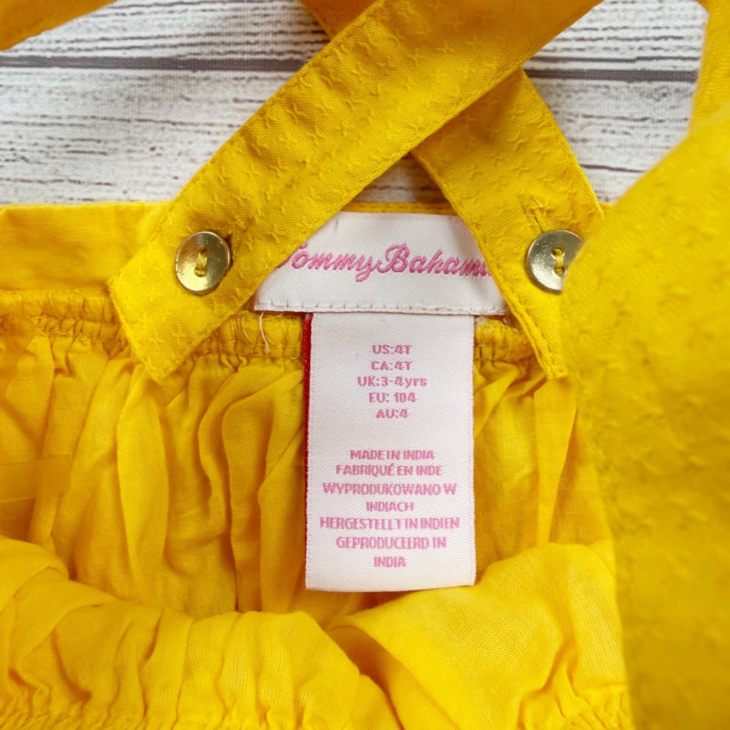 Tommy Bahama Girls Yellow Sun Top White Floral Embroidery Tiered NWT 4T