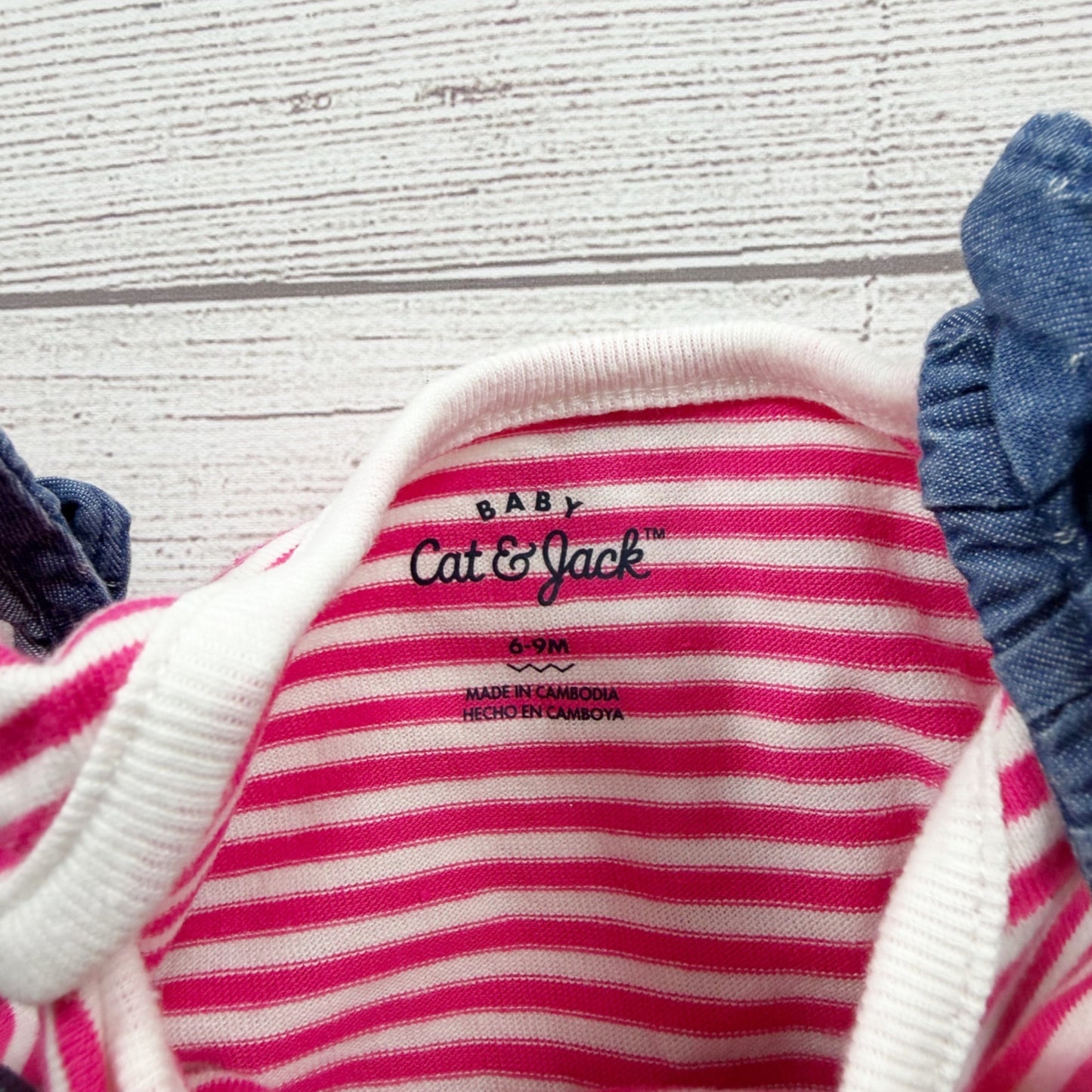 Baby Cat & Jack 2-Piece Outfit Striped Bodysuit Ruffle Jumper Dress 6-9 Months
