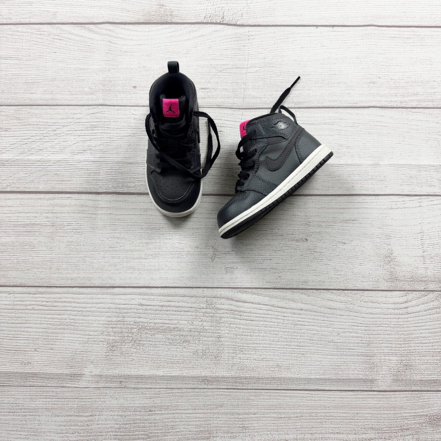Nike Air Jordan 1 Mid Black Pink Athletic Shoes Youth Toddler 7
