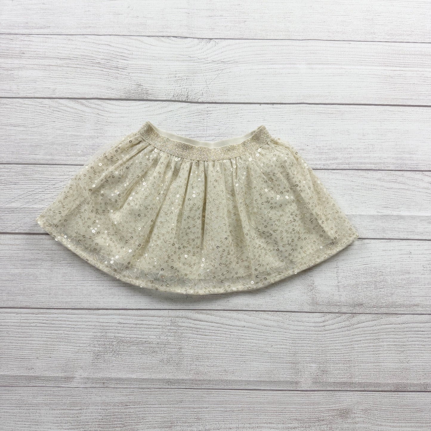 OshKosh Gold Sequin Tulle Skirt Toddler Girl Sparkly Party Holiday 12-18 Months