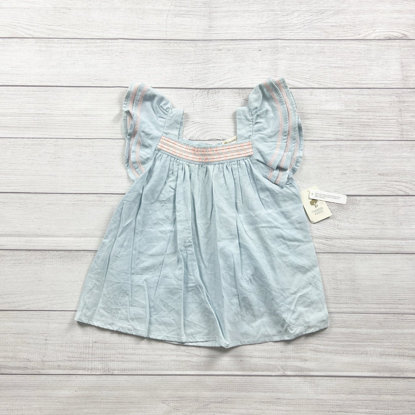 Tucker + Tate Girls Light Blue Flutter Sleeve Cotton Top NWT 7