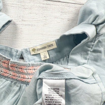 Tucker + Tate Girls Light Blue Flutter Sleeve Cotton Top NWT 7