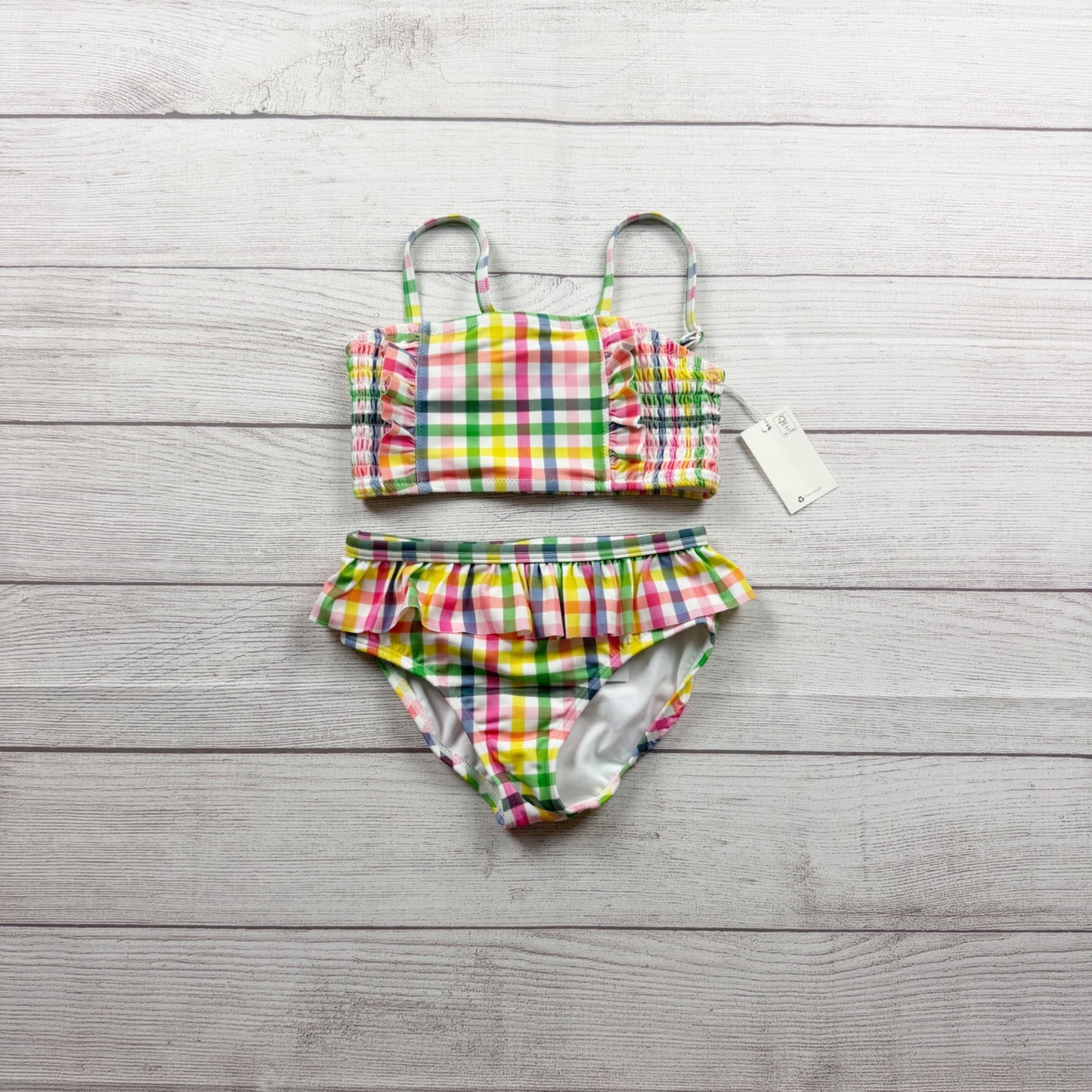 Mini Boden Girls Multicolor Plaid Two Piece Swimsuit 128cm NWT 7-8