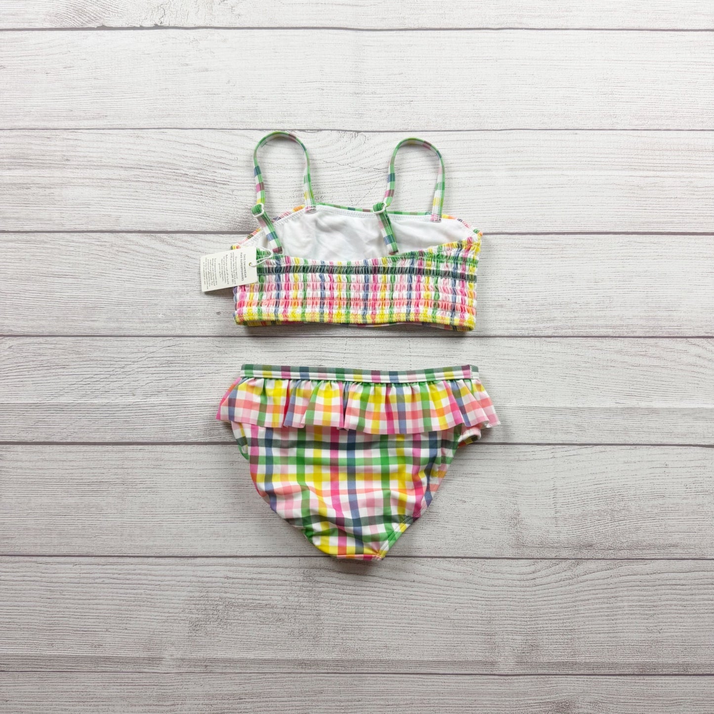Mini Boden Girls Multicolor Plaid Two Piece Swimsuit 128cm NWT 7-8