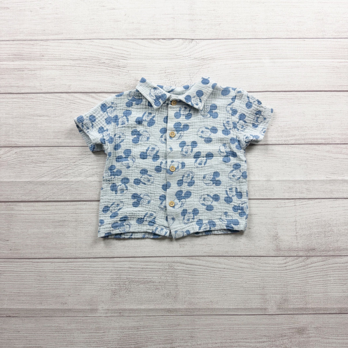 Disney Baby Mickey Mouse Button Up Shirt Short Sleeve 9-12 Months