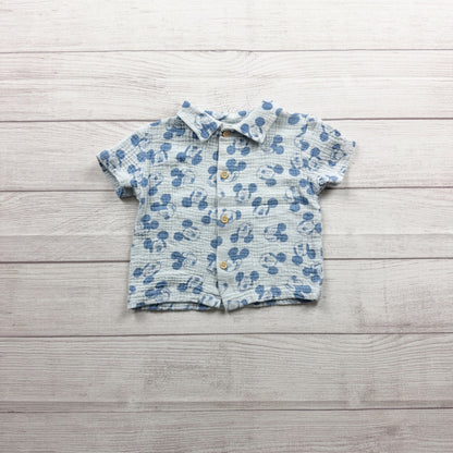 Disney Baby Mickey Mouse Button Up Shirt Short Sleeve 9-12 Months