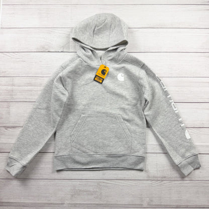 Carhartt Kids Hoodie Gray Fleece Pullover Sweatshirt with Logo NWT XS 7
