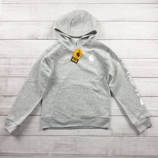 Carhartt Kids Hoodie Gray Fleece Pullover Sweatshirt with Logo NWT XS 7