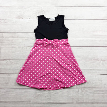 Presley Couture Pink Polka Dot Dress Sleeveless Black Top Bow Girls 4T 5T
