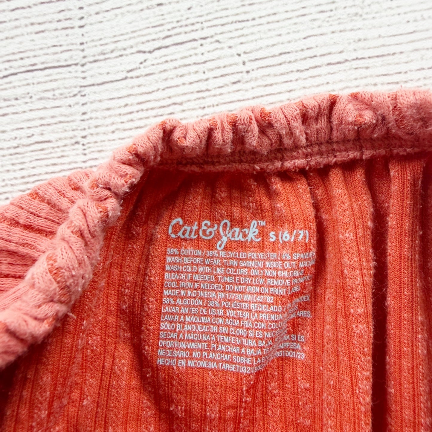 Cat & Jack Girls Ribbed Coral Jumpsuit Flutter Sleeves S 6-7