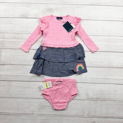 Andy & Evan Baby Girl Dress Outfit Set Ribbed Rainbow NWT 12-18 Months