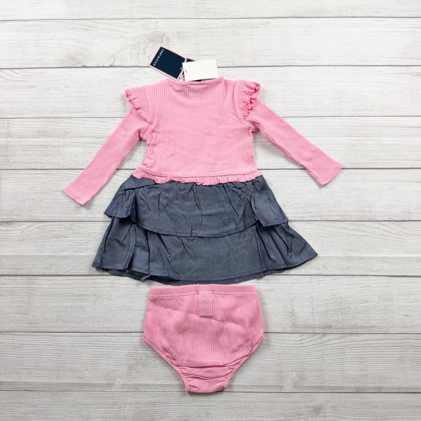 Andy & Evan Baby Girl Dress Outfit Set Ribbed Rainbow NWT 12-18 Months