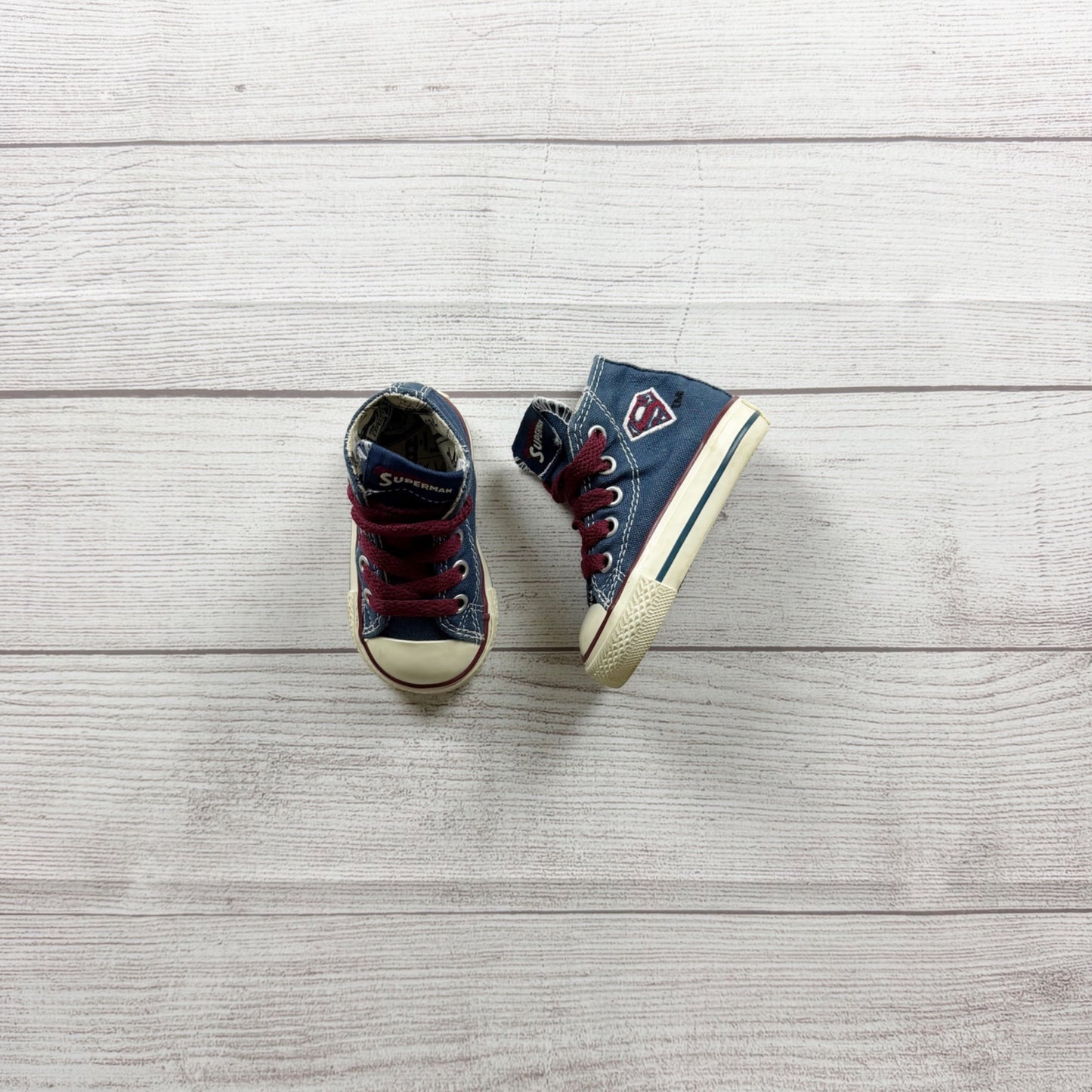 Converse All Star Superman High Top Denim Toddler Sneakers Blue Vintage Style 3