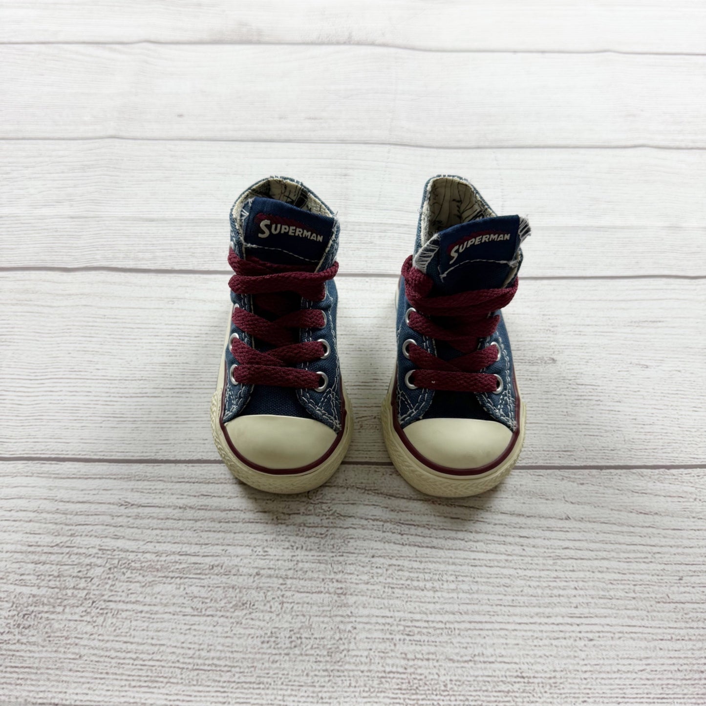 Converse All Star Superman High Top Denim Toddler Sneakers Blue Vintage Style 3