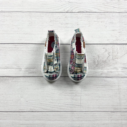 Blowfish Malibu Kids Plaid Canvas Slip On Sneakers Distressed Look 7