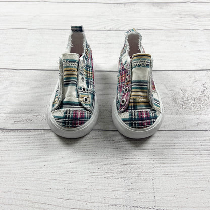 Blowfish Malibu Kids Plaid Canvas Slip On Sneakers Distressed Look 7