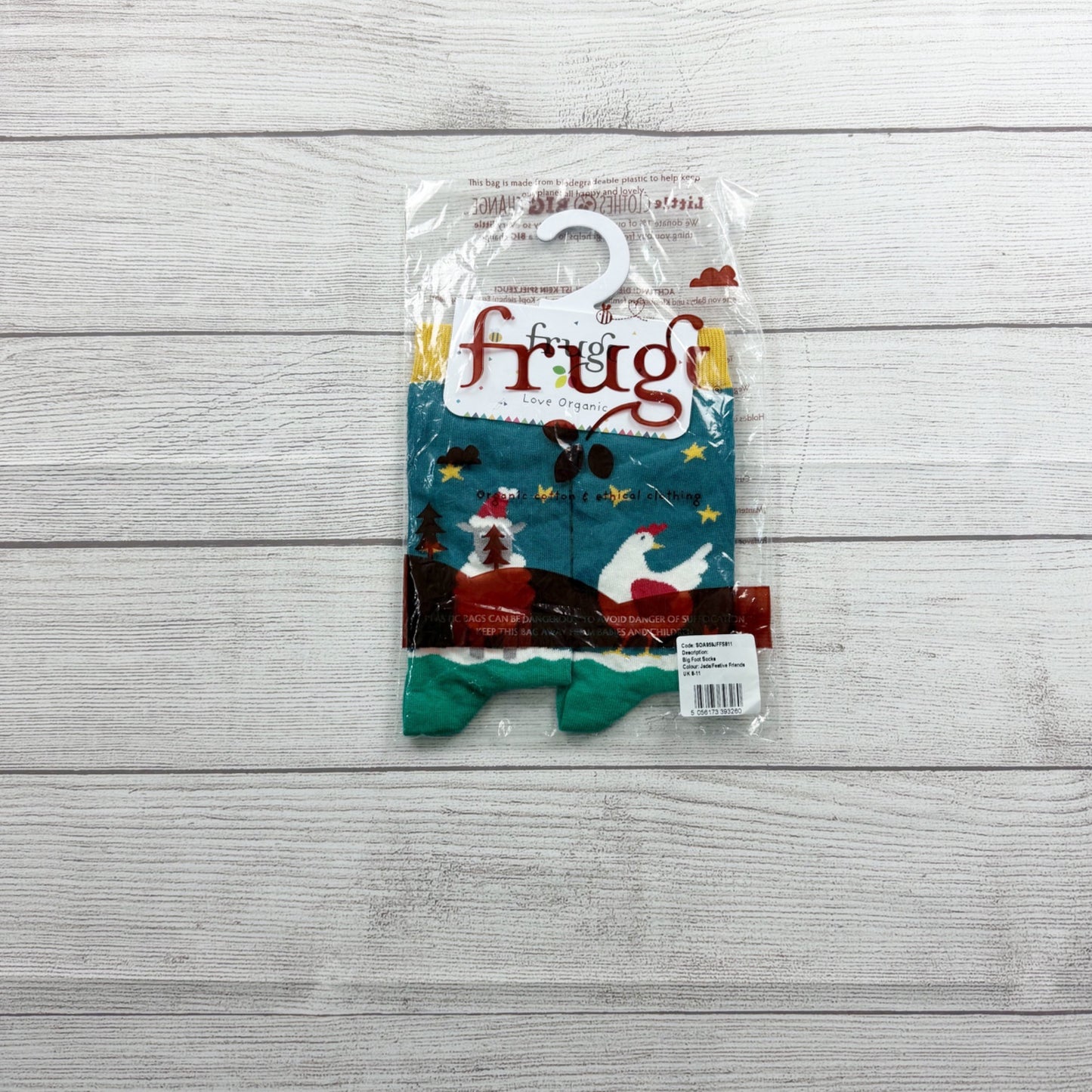 Frugi Organic Cotton Big Foot Socks Jade Festive Print NWT UK 8-11