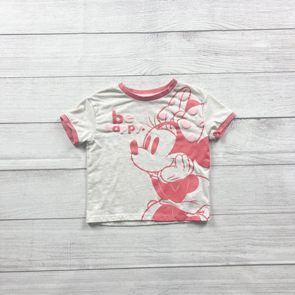 Disney Minnie Mouse Toddler T-Shirt Ringer Tee “Be Happy” Graphic 3T