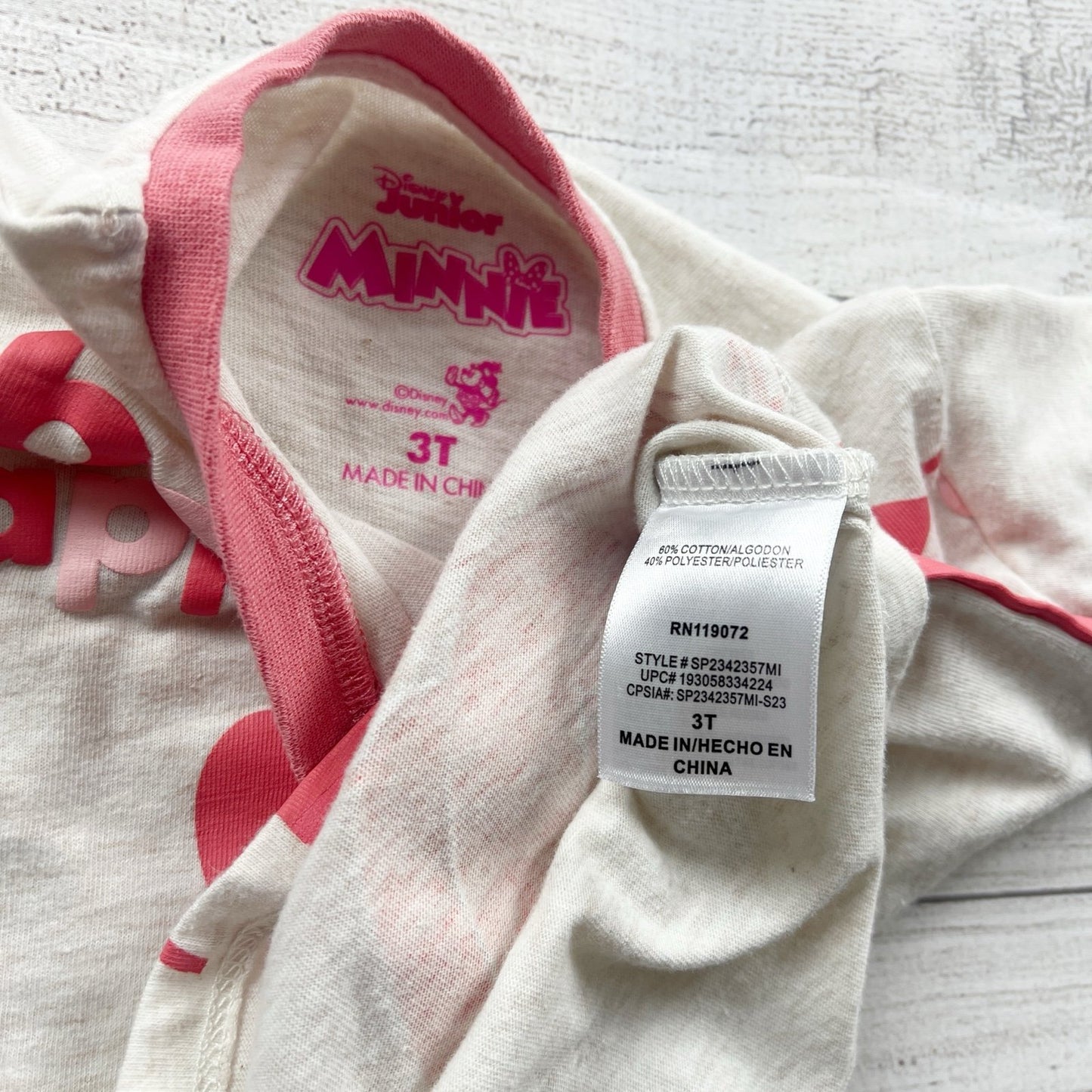 Disney Minnie Mouse Toddler T-Shirt Ringer Tee “Be Happy” Graphic 3T