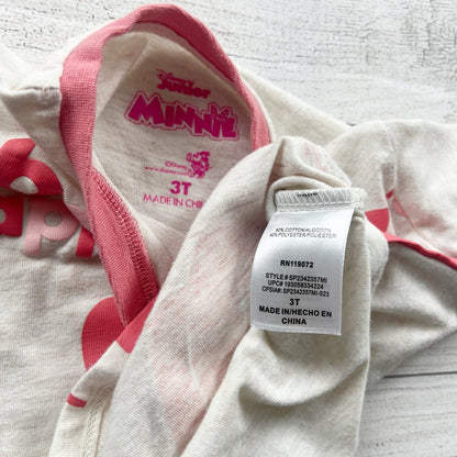 Disney Minnie Mouse Toddler T-Shirt Ringer Tee “Be Happy” Graphic 3T