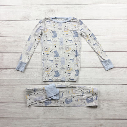 Kiki + Lulu Kids Blue Pajama Set Winter Bear Print Snug Fit Bamboo Viscose 5-6
