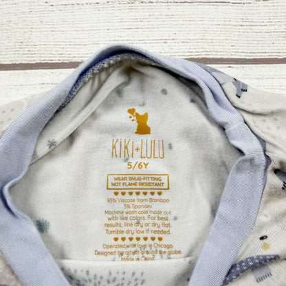 Kiki + Lulu Kids Blue Pajama Set Winter Bear Print Snug Fit Bamboo Viscose 5-6