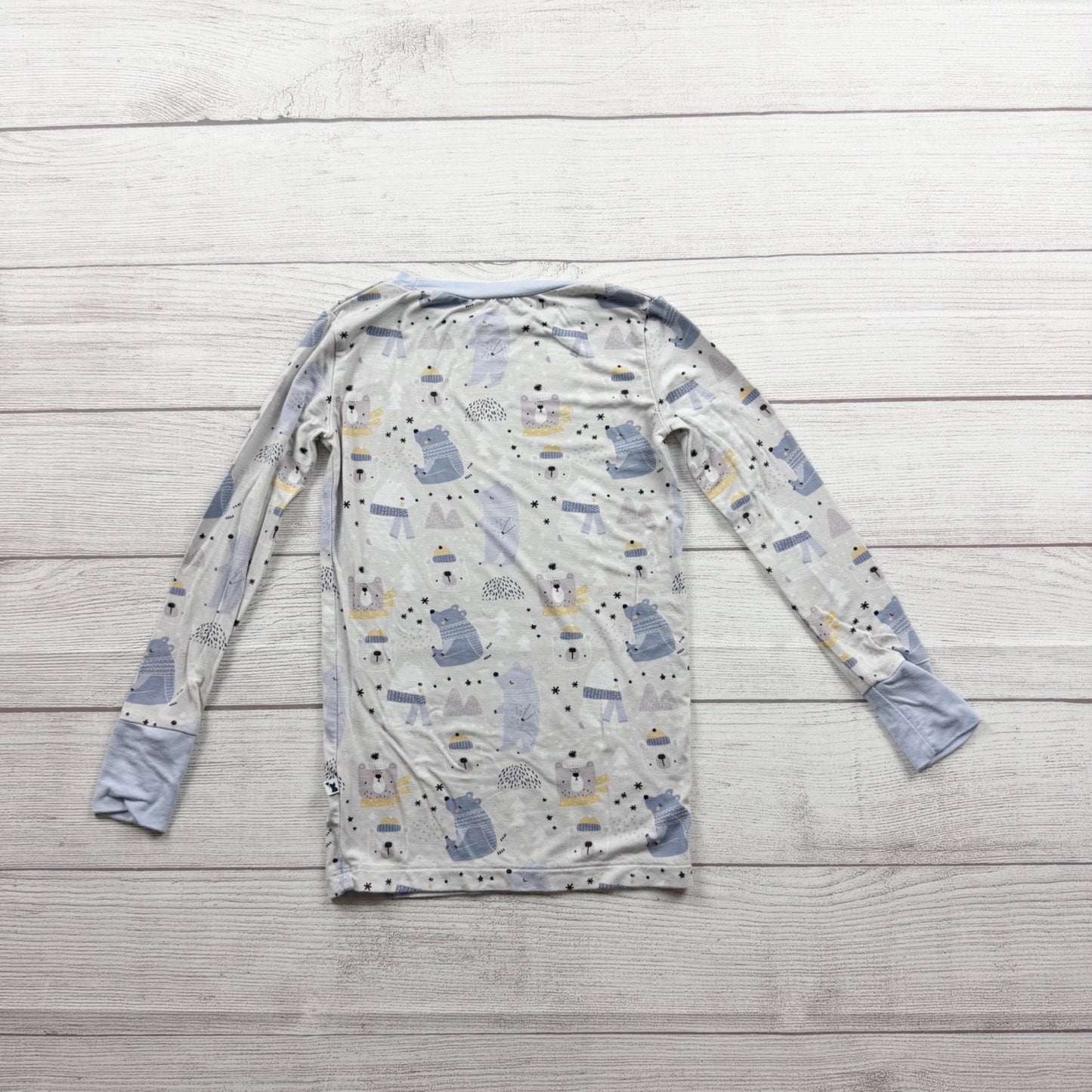 Kiki + Lulu Kids Blue Pajama Set Winter Bear Print Snug Fit Bamboo Viscose 5-6