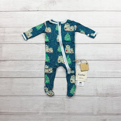 Kickee Pants Baby Footie Pajamas Winter Yeti Christmas Bamboo NWT 0-3 Months