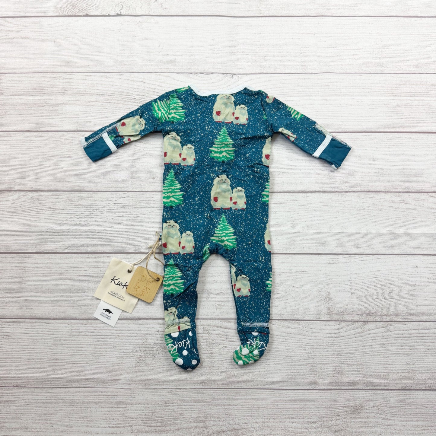 Kickee Pants Baby Footie Pajamas Winter Yeti Christmas Bamboo NWT 0-3 Months