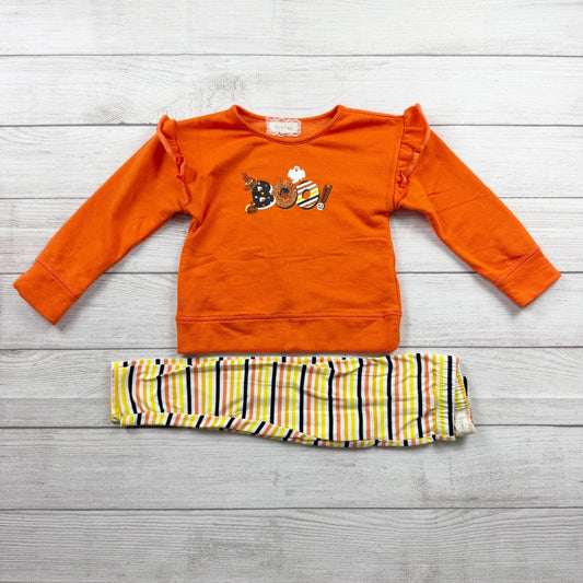 Btween Toddler Girl Halloween Outfit Set Boo Sweatshirt Striped Leggings 4T
