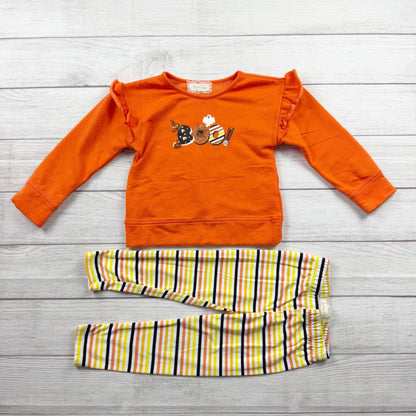 Btween Toddler Girl Halloween Outfit Set Boo Sweatshirt Striped Leggings 4T