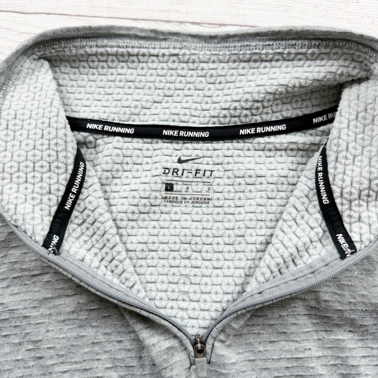Nike Dri-Fit Running Pullover Gray 1/4 Zip Long Sleeve Lightweight Top L 12-14