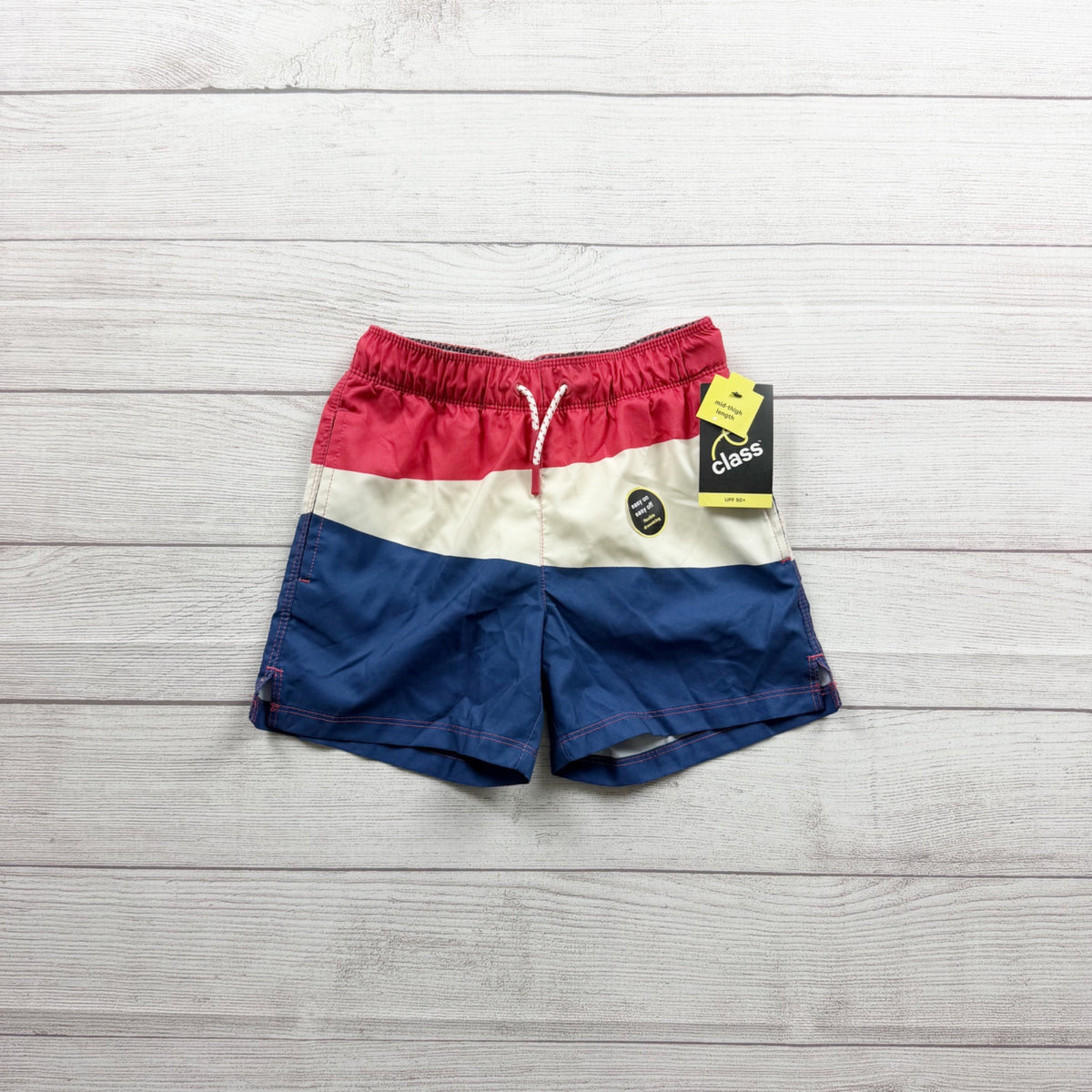 Art Class Kids Red White Blue Colorblock Board Shorts Swim Trunks NWT S 6-7