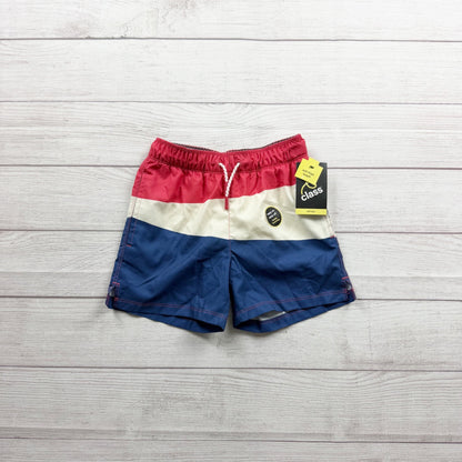 Art Class Kids Red White Blue Colorblock Board Shorts Swim Trunks NWT S 6-7