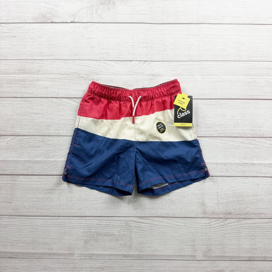 Art Class Kids Red White Blue Colorblock Board Shorts Swim Trunks NWT S 6-7