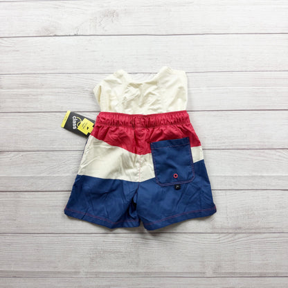 Art Class Kids Red White Blue Colorblock Board Shorts Swim Trunks NWT S 6-7