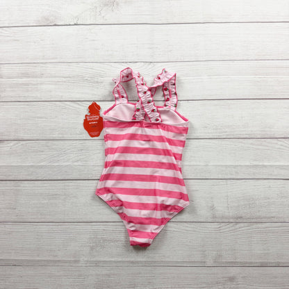 Strawberry Shortcake Girls Pink Striped Swimsuit Ruffled Straps NWT 4-5