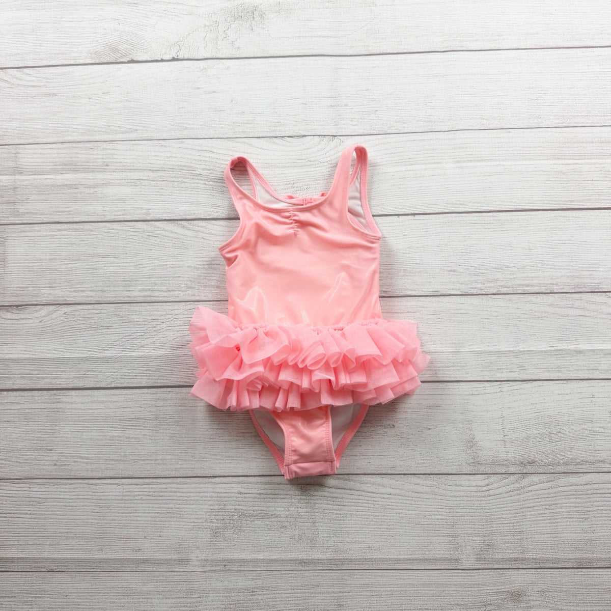 Cat & Jack Pink One Piece Swimsuit Ruffle Tutu Skirt Girls Swimwear 2T