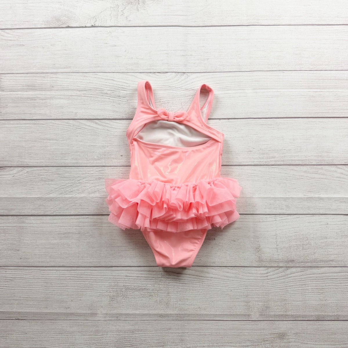 Cat & Jack Pink One Piece Swimsuit Ruffle Tutu Skirt Girls Swimwear 2T