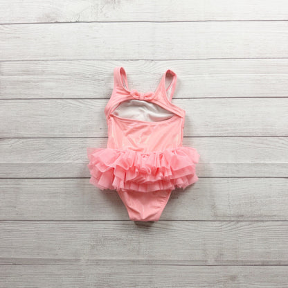 Cat & Jack Pink One Piece Swimsuit Ruffle Tutu Skirt Girls Swimwear 2T