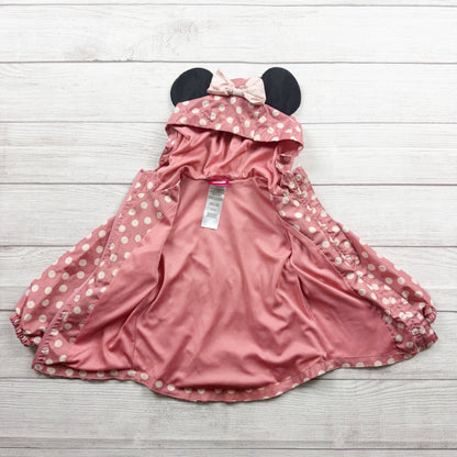 Disney Minnie Mouse Toddler Girls Pink Polka Dot Hooded Jacket Ears 4T