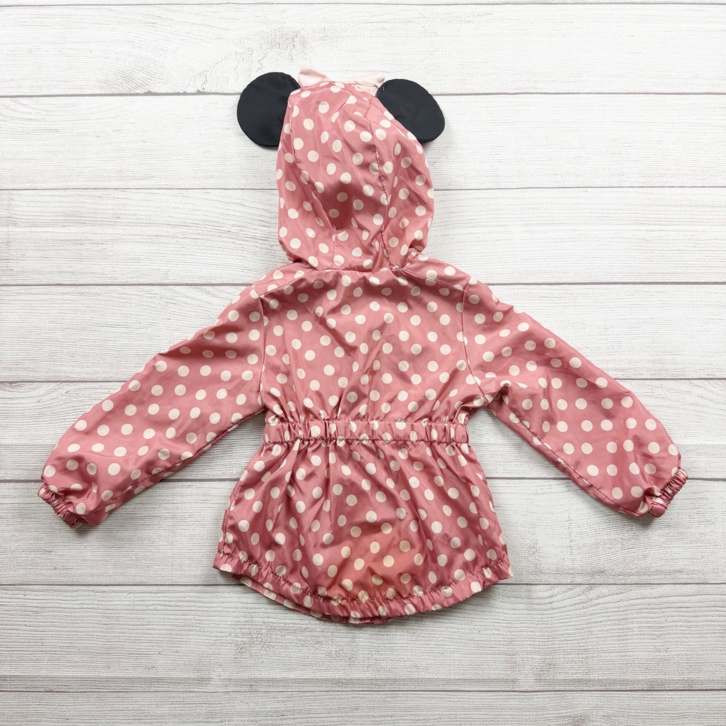 Disney Minnie Mouse Toddler Girls Pink Polka Dot Hooded Jacket Ears 4T