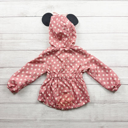 Disney Minnie Mouse Toddler Girls Pink Polka Dot Hooded Jacket Ears 4T