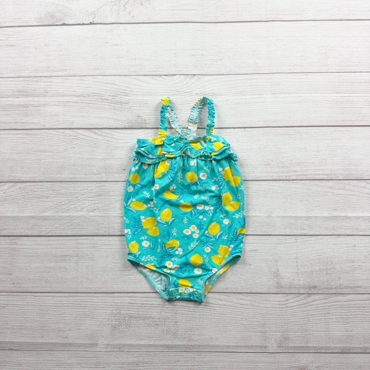 Hatley Kids Lemon Print Ruffled One Piece Swimsuit Swimwear 18-24 Months