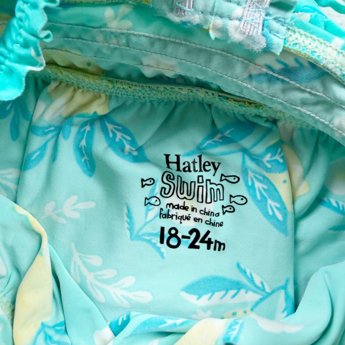 Hatley Kids Lemon Print Ruffled One Piece Swimsuit Swimwear 18-24 Months